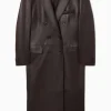 ABRIGO DE PIEL DE DOBLE BOTONADURA OVERSIZE*COS Clearance