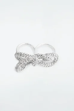 ANILLO DOBLE DEDO CRISTAL LAZO ANUDADO*COS New