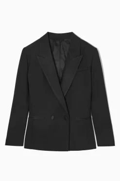 BLAZER DE ESMOQUIN DE LANA CON HOMBRERAS*COS New