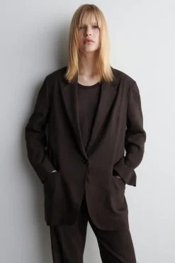 BLAZER DE LINO CON BOTONADURA SENCILLA*COS Sale