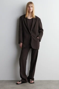 BLAZER DE LINO CON BOTONADURA SENCILLA*COS Sale