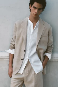 BLAZER DE LINO CON BOTONADURA SENCILLA*COS Fashion