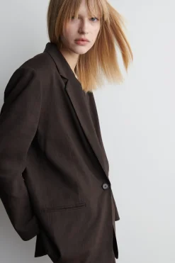 BLAZER DE LINO CON BOTONADURA SENCILLA*COS Sale