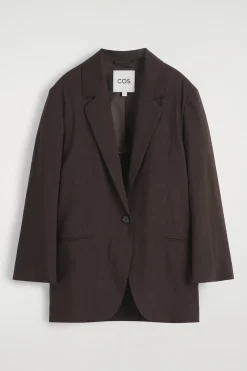 BLAZER DE LINO CON BOTONADURA SENCILLA*COS Sale
