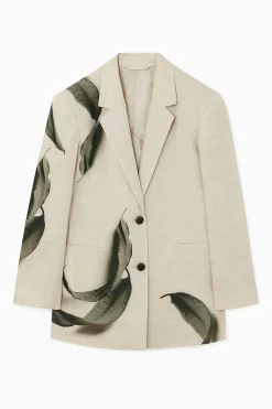 BLAZER DE LINO CON ESTAMPADO DE HOJAS REGULAR FIT*COS Online