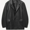 BLAZER DE PIEL DE BOTONADURA SENCILLA*COS Clearance
