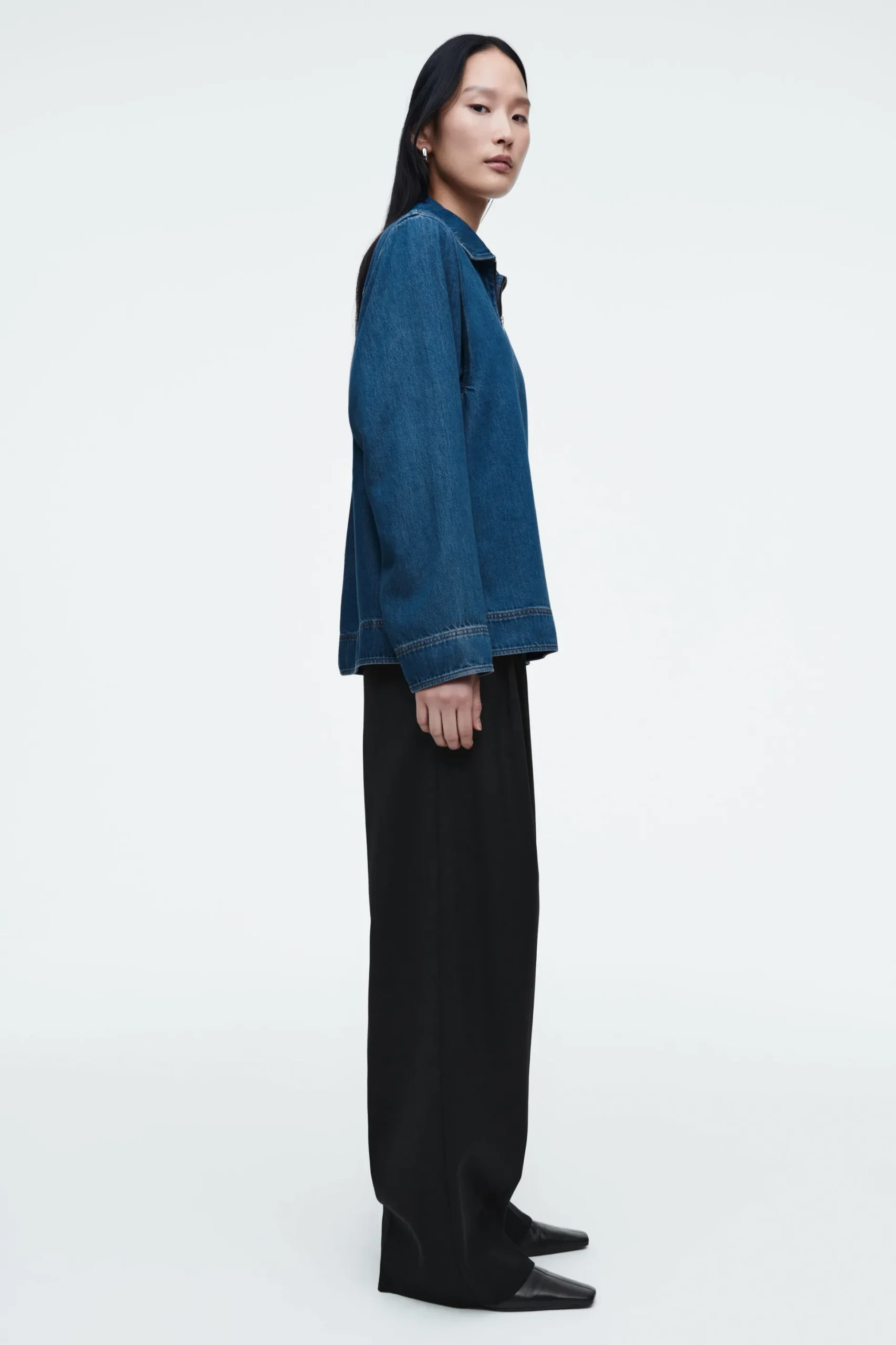 BLUSA DENIM CON MEDIA CREMALLERA*COS Outlet
