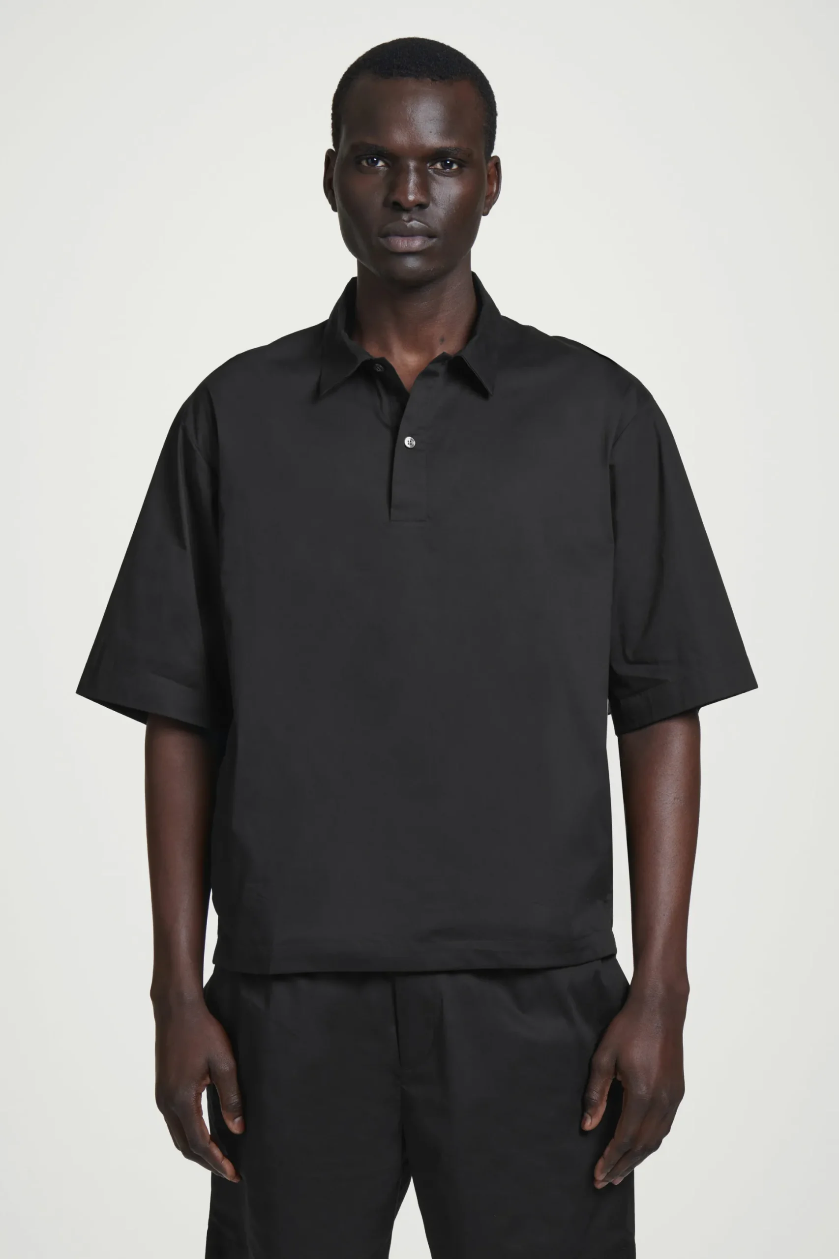 CAMISA CERRADA DE MANGA CORTA DE ALGODÓN*COS Sale
