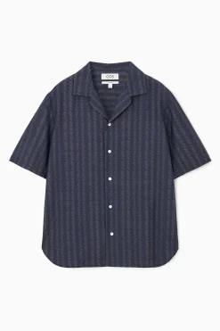 CAMISA DE ALGODÓN A RAYAS EN ZIGZAG RELAXED FIT*COS Outlet