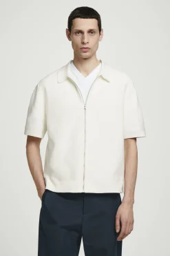 CAMISA DE ALGODÓN DE PUNTO GOFRADO CON CREMALLERA*COS Fashion