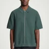 CAMISA DE ALGODÓN DE PUNTO GOFRADO CON CREMALLERA*COS Sale