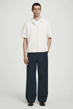 CAMISA DE ALGODÓN DE PUNTO GOFRADO CON CREMALLERA*COS Fashion