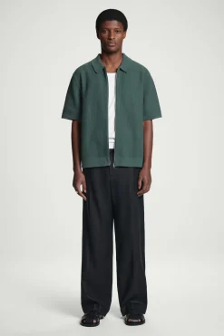 CAMISA DE ALGODÓN DE PUNTO GOFRADO CON CREMALLERA*COS Sale