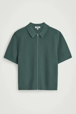 CAMISA DE ALGODÓN DE PUNTO GOFRADO CON CREMALLERA*COS Sale