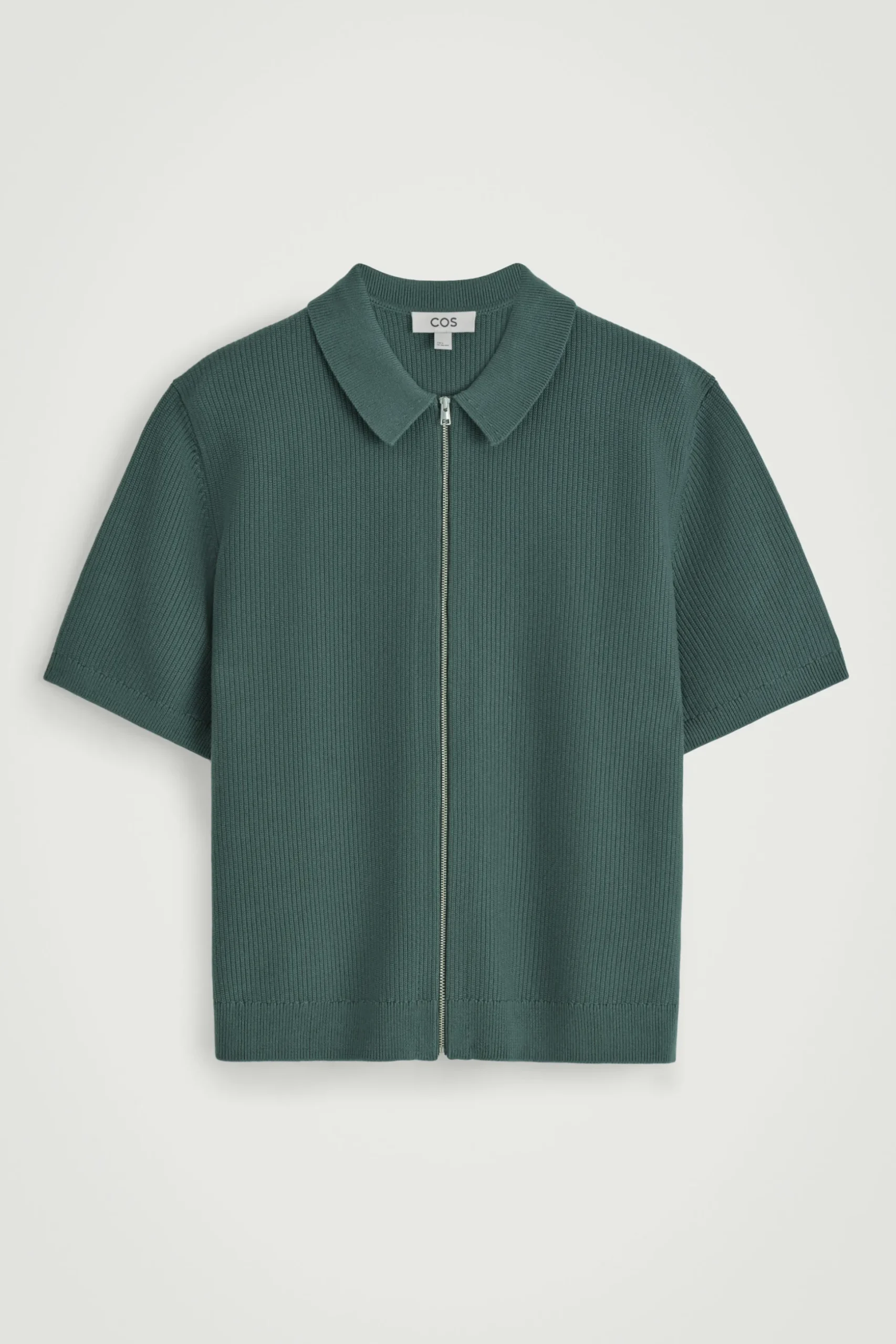 CAMISA DE ALGODÓN DE PUNTO GOFRADO CON CREMALLERA*COS Sale