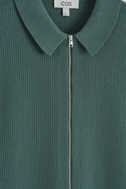 CAMISA DE ALGODÓN DE PUNTO GOFRADO CON CREMALLERA*COS Sale