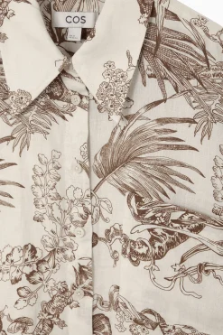 CAMISA DE LINO DE MANGA CORTA, ESTAMPADO BOTÁNICO*COS Outlet
