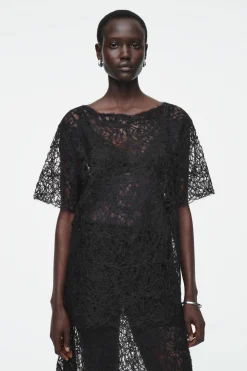 CAMISETA BORDADA DE MOHAIR CON TRANSPARENCIAS*COS Clearance