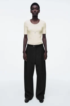 CAMISETA DE ALGODÓN CON CUELLO REDONDO*COS Outlet