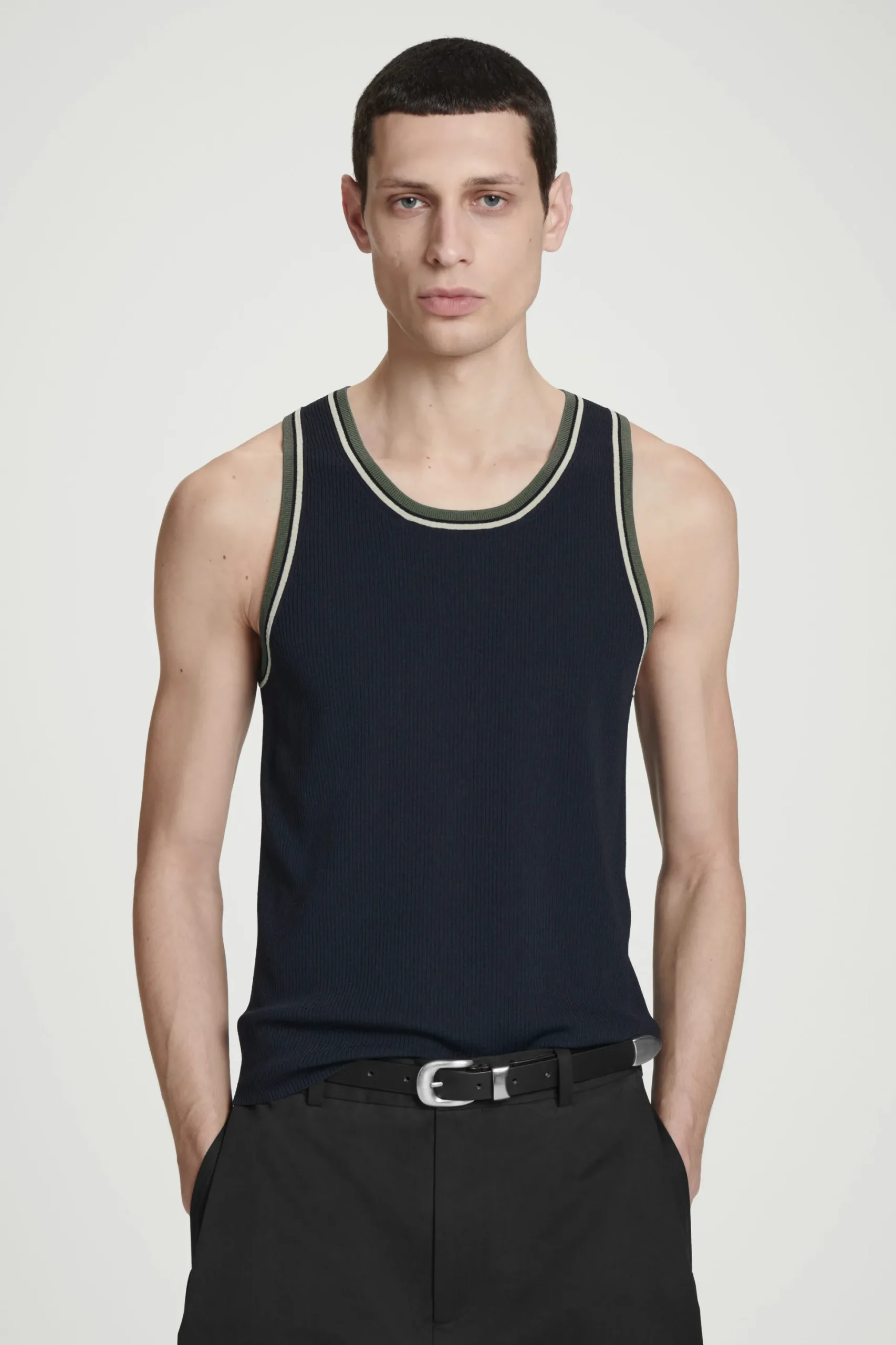 CAMISETA DE CANALÉ CON RIBETE EN CONTRASTE*COS Sale