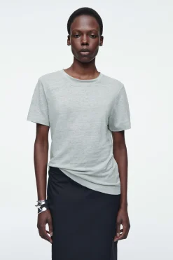 CAMISETA DE LINO CON CUELLO REDONDO*COS Discount