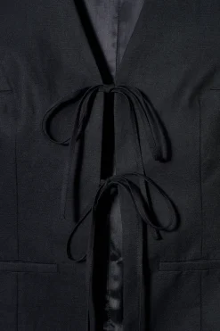 CHALECO CON LAZADA FRONTAL EN MEZCLA DE LINO*COS Sale