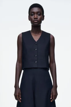 CHALECO CROP DE LINO*COS Online