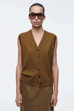CHALECO DE LANA MERINO CUELLO DE PICO*COS Clearance