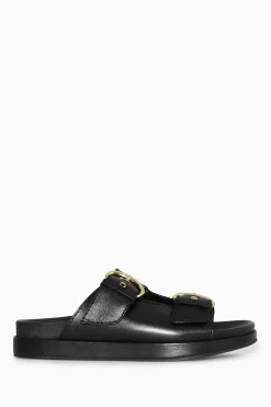 CHUNKY BUCKLED LEATHER SLIDES*COS Sale