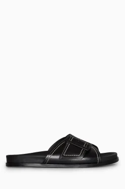 CONTRASTSTITCH BUCKLED LEATHER SLIDES*COS Best
