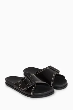 CONTRASTSTITCH BUCKLED LEATHER SLIDES*COS Best