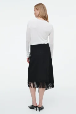 FALDA CRUZADA MIDI DE LANA CON FLE*COS New