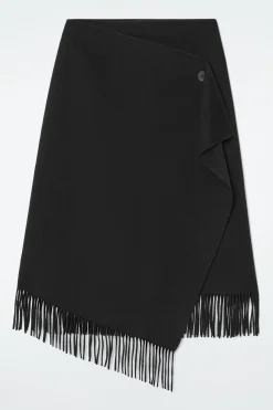 FALDA CRUZADA MIDI DE LANA CON FLE*COS New