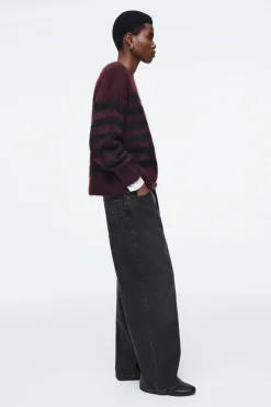 JERSEY CUELLO REDONDO MOHAIR CEPILLADO A RAYAS*COS Online