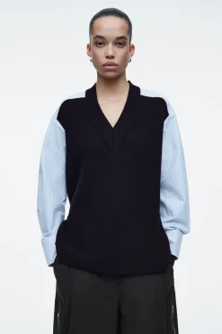 JERSEY DE LANA Y PANELES DE POPELINA DECONSTRUIDO*COS Sale