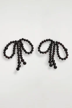PENDIENTES DE LAZO DE BOLAS PIEDRA GRANATE*COS New