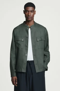 SOBRECAMISA DE LINO CON CUELLO MAO*COS Online