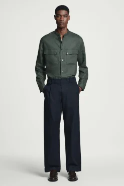 SOBRECAMISA DE LINO CON CUELLO MAO*COS Online