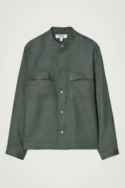 SOBRECAMISA DE LINO CON CUELLO MAO*COS Online