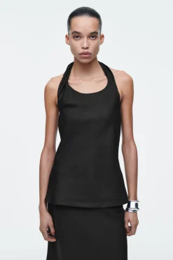 TOP DE CUELLO HALTER EN MEZCLA DE LINO*COS Clearance