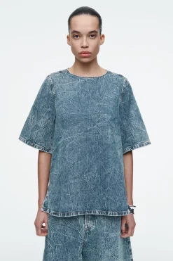 TOP DE MANGA CORTA EN DENIM LAVADO*COS Clearance
