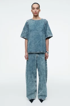 TOP DE MANGA CORTA EN DENIM LAVADO*COS Clearance