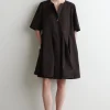 VESTIDO DE ALGODÓN CON TABLAS Y MEDIA CREMALLERA*COS Clearance