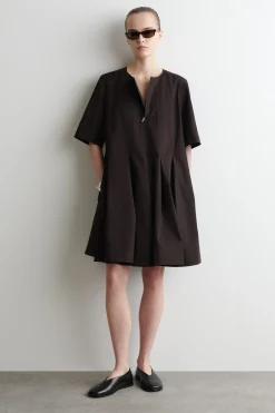 VESTIDO DE ALGODÓN CON TABLAS Y MEDIA CREMALLERA*COS Clearance