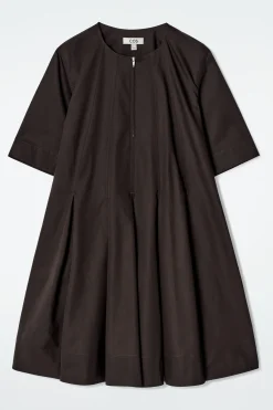 VESTIDO DE ALGODÓN CON TABLAS Y MEDIA CREMALLERA*COS Clearance