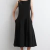 VESTIDO EVASÉ DE ALGODÓN CON CUELLO BARCO*COS Sale