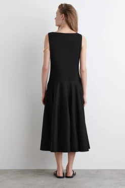 VESTIDO EVASÉ DE ALGODÓN CON CUELLO BARCO*COS Sale