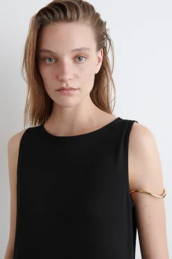 VESTIDO EVASÉ DE ALGODÓN CON CUELLO BARCO*COS Sale