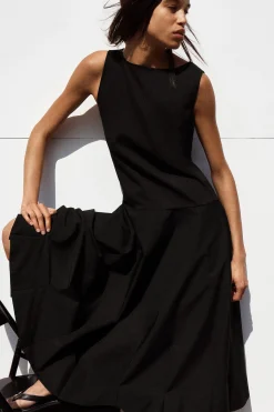 VESTIDO EVASÉ DE ALGODÓN CON CUELLO BARCO*COS Sale