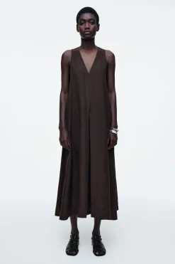 VESTIDO EVASÉ LARGO EN MEZCLA DE LINO*COS Best